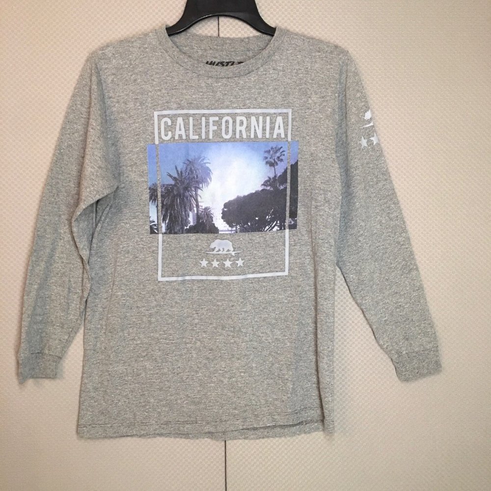 Hustle Avenue Large Grey California Graphic Print Long Sleeve T-Shirt